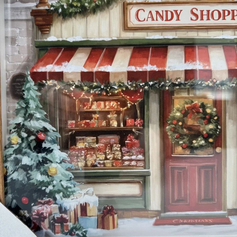 Hobby Lobby Winter Candy Shop Framed Wall Decor – Christmas Holiday Decor – NEW